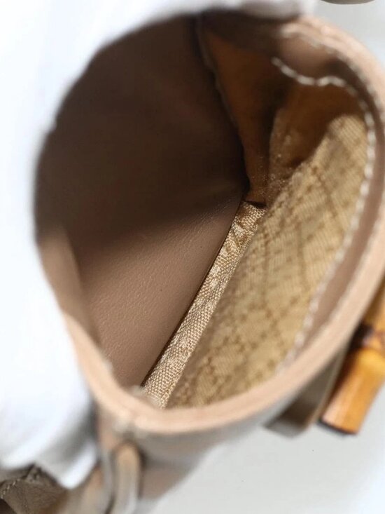 GUCCI Bamboo Backpack Leather Beige Gold 003 1998 0016 Auth main image 4